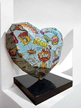 CORAZÓN POP ART AZUL (LARGE) (Hydro Dipping) - DEKOR