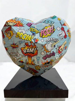 CORAZÓN POP ART AZUL (LARGE) (Hydro Dipping) - DEKOR