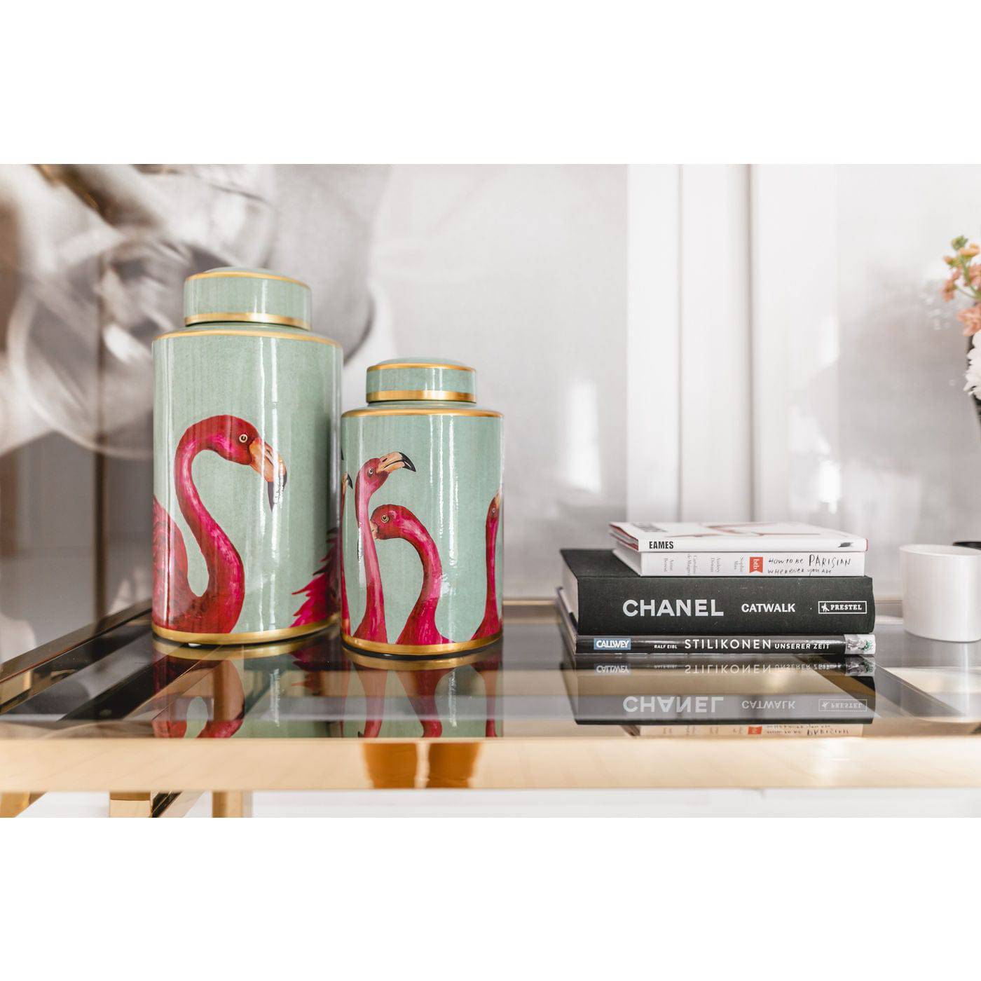 Deco Jar Flamingos 29cm - JULIA VENCE STORE