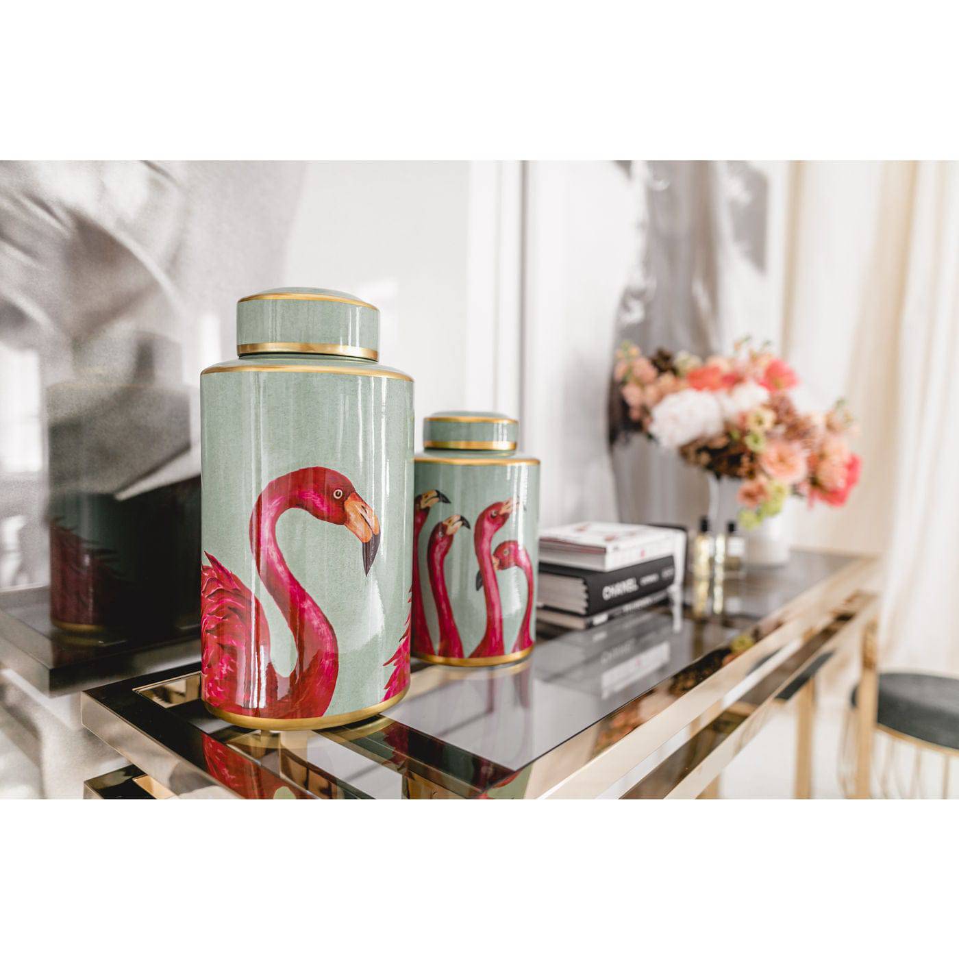 Deco Jar Flamingos 29cm - JULIA VENCE STORE