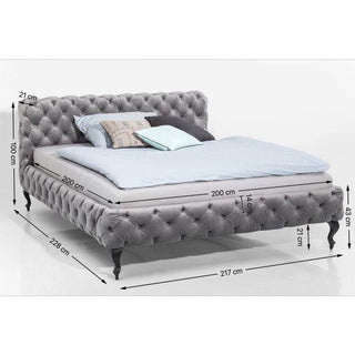 Bed Desire Velvet Silver Grey 200x200cm - JULIA VENCE STORE