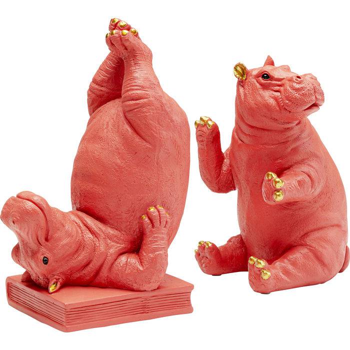 Pink Hippo Bookends
