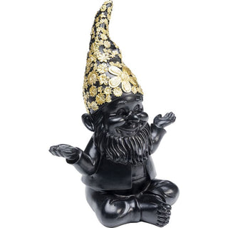 Deco Figurine Gnome Meditation Black Gold 19cm - JULIA VENCE STORE