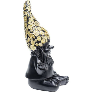 Deco Figurine Gnome Meditation Black Gold 19cm - JULIA VENCE STORE