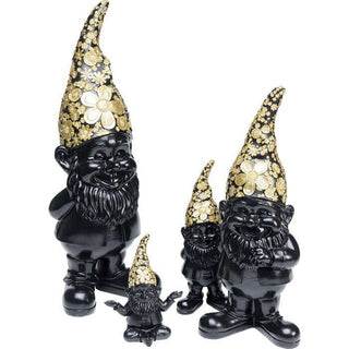 Deco Figurine Gnome Meditation Black Gold 19cm - JULIA VENCE STORE