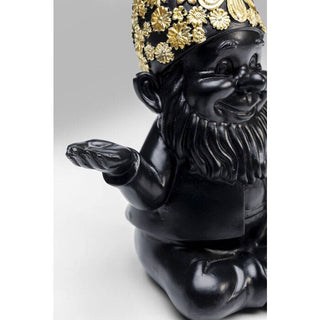 Deco Figurine Gnome Meditation Black Gold 19cm - JULIA VENCE STORE