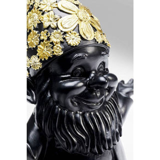 Deco Figurine Gnome Meditation Black Gold 19cm - JULIA VENCE STORE