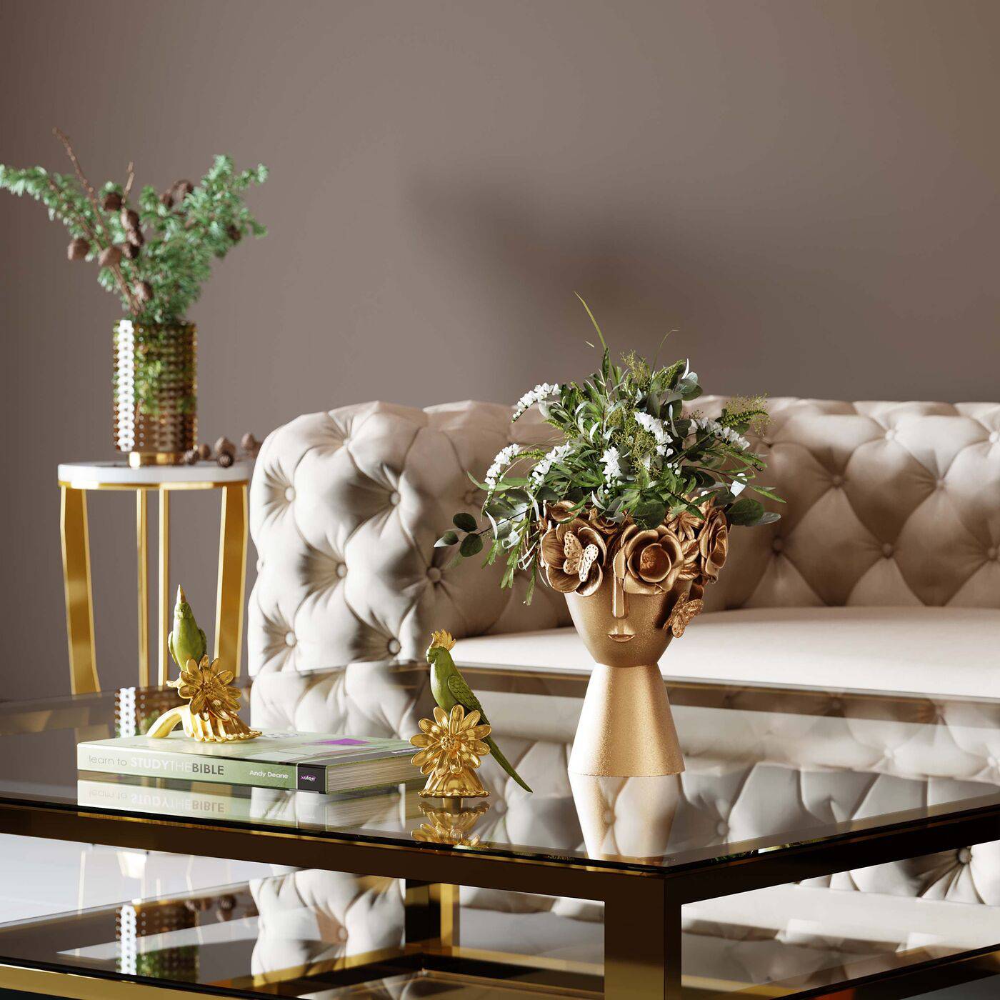 Deco Vase Flowercrown Gold 20cm