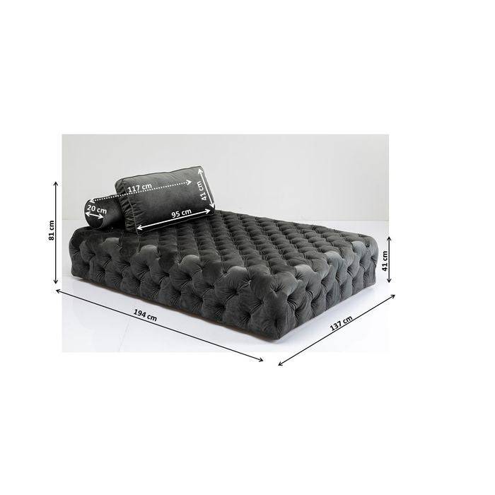 Lounger Bottone Velvet Grey - JULIA VENCE STORE