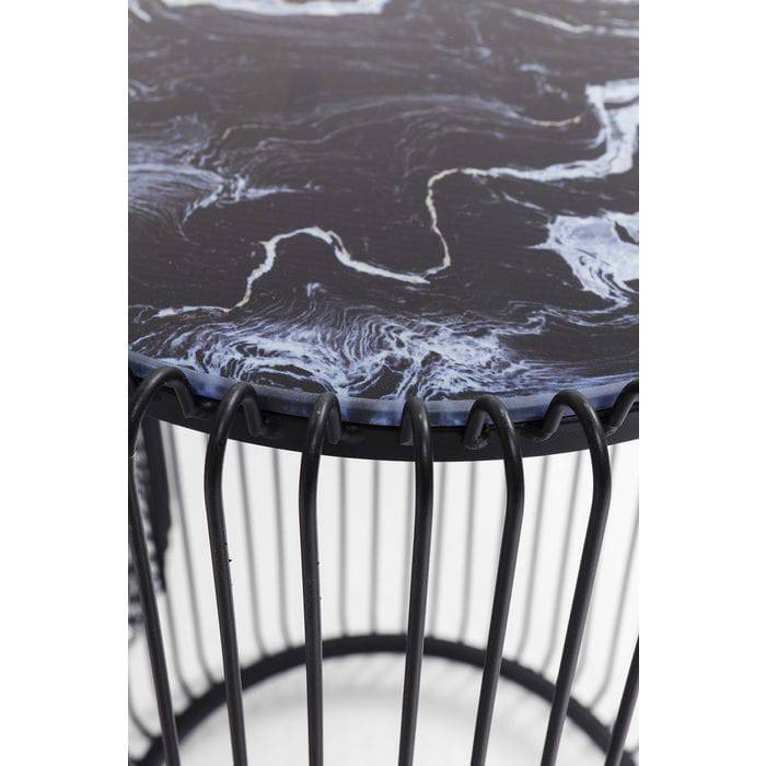 Side Table Wire Marble Glass Black (2/Set) √ò44cm - JULIA VENCE STORE
