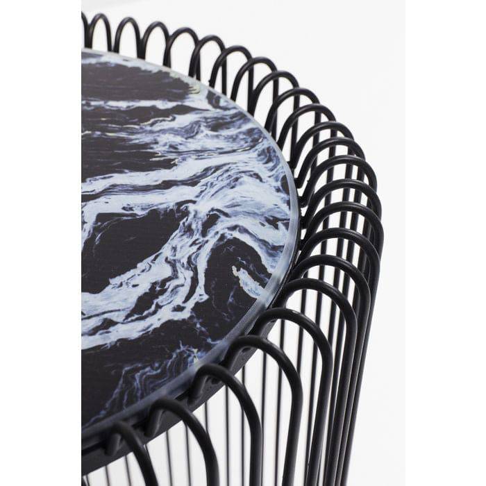 Side Table Wire Marble Glass Black (2/Set) √ò44cm - JULIA VENCE STORE
