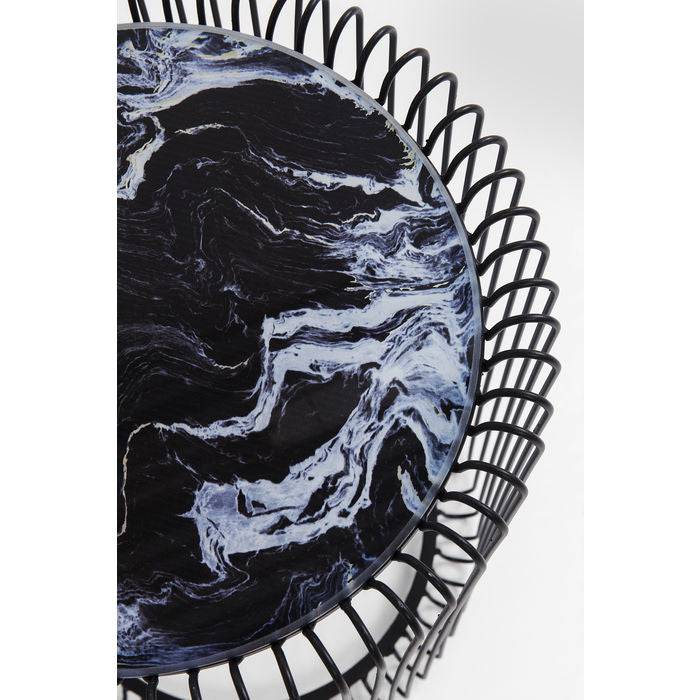 Side Table Wire Marble Glass Black (2/Set) √ò44cm - JULIA VENCE STORE