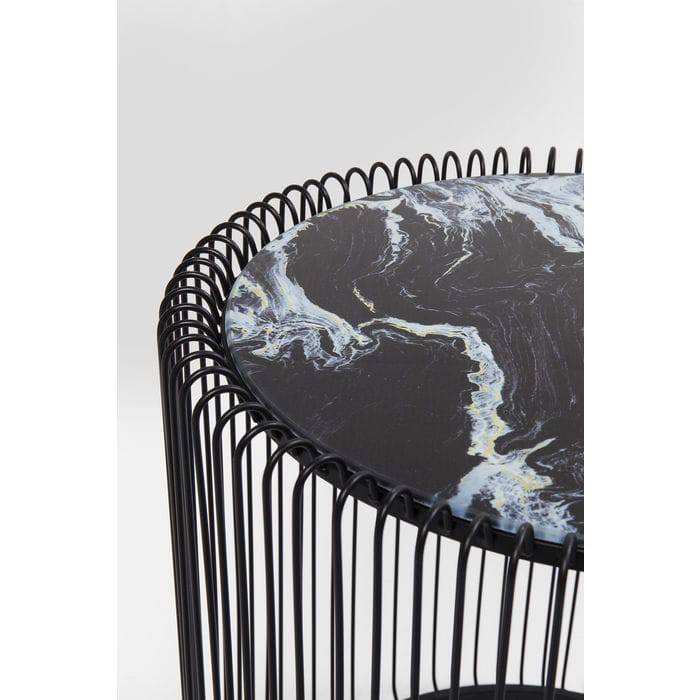 Side Table Wire Marble Glass Black (2/Set) √ò44cm - JULIA VENCE STORE