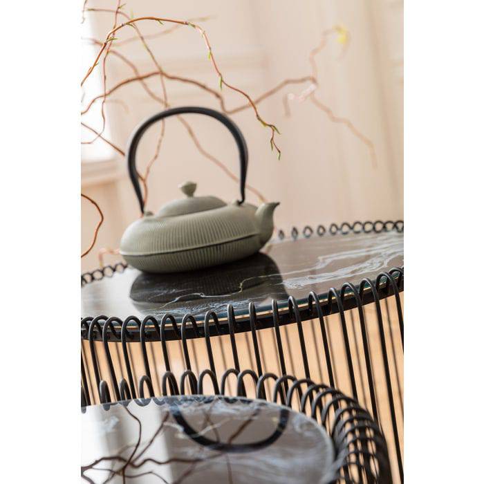 Side Table Wire Marble Glass Black (2/Set) √ò44cm - JULIA VENCE STORE