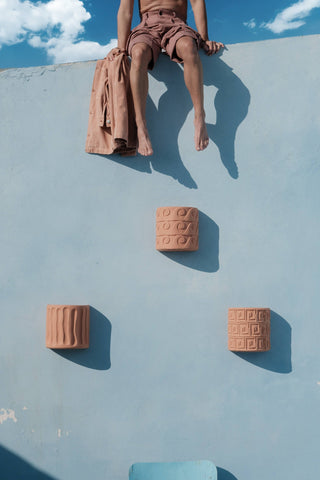 Magna Graecia Terracotta Wall vase Onde SELETTI