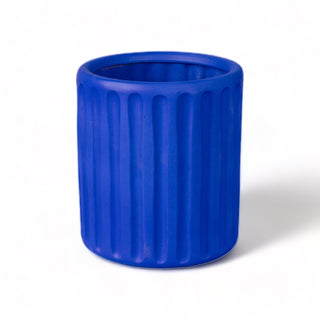 Terracotta Vase with Saucer Dorico Blue SELETTI