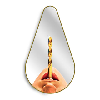 Mirror Gold Frame Pear Drill SELETTI