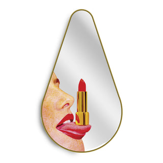 Mirror Gold Frame Pear Tongue SELETTI