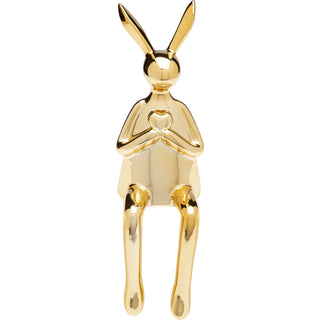 Deco Figurine Sitting Rabbit Heart Gold 29cm - DEKOR