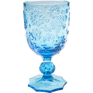 Wine Glass Ice Flowers Blue - DEKOR