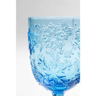 Wine Glass Ice Flowers Blue - DEKOR