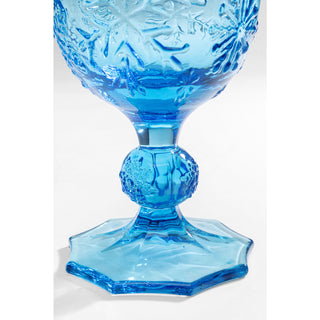 Wine Glass Ice Flowers Blue - DEKOR