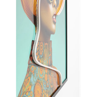 Framed Picture LED Sun Hat Woman Yellow 80x80cm KARE MIAMI