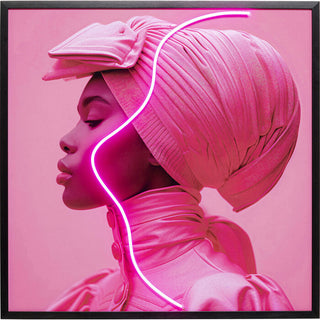 Framed Picture LED Pink Woman 80x80cm KARE MIAMI