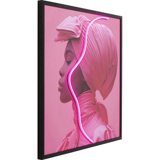 Framed Picture LED Pink Woman 80x80cm KARE MIAMI