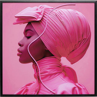 Framed Picture LED Pink Woman 80x80cm KARE MIAMI