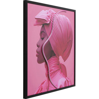 Framed Picture LED Pink Woman 80x80cm KARE MIAMI