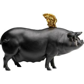 Deco Figurine Flyin Pig Black 21cm KARE MIAMI