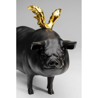 Deco Figurine Flyin Pig Black 21cm KARE MIAMI