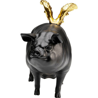 Deco Figurine Flyin Pig Black 21cm KARE MIAMI
