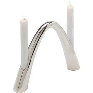 Candle Holder Bow Duo Chrome 21cm - DEKOR
