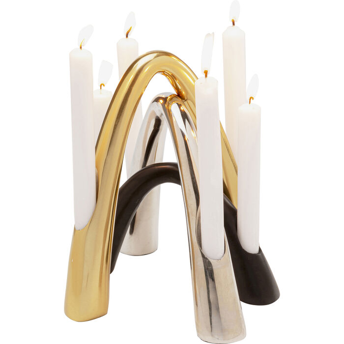 Candle Holder Bow Duo Chrome 21cm