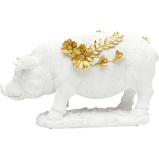 Deco Figurine Flower Pig White 21cm KARE MIAMI