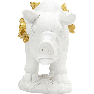 Deco Figurine Flower Pig White 21cm KARE MIAMI