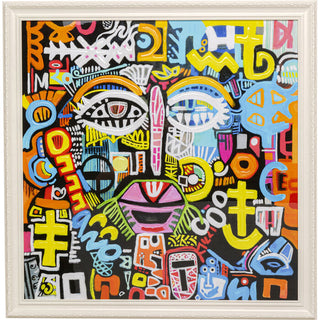 Framed Picture Doodle Face 80x80cm KARE MIAMI