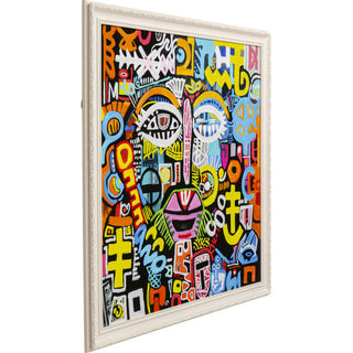 Framed Picture Doodle Face 80x80cm KARE MIAMI
