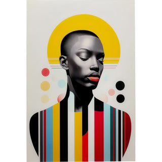 Glass Picture Muse Retro Lady Yellow 80x120cm KARE MIAMI