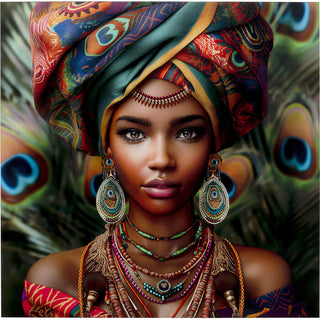 Glass Picture Muse Peacock 100x100cm KARE MIAMI