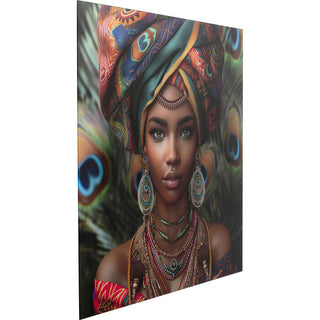 Glass Picture Muse Peacock 100x100cm KARE MIAMI