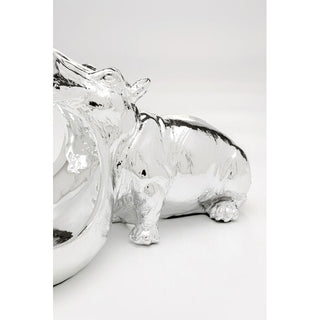 Deco Figurine Hungry Hippo 17cm Silver KARE MIAMI