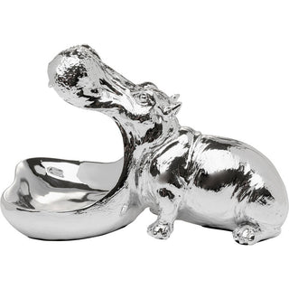 Deco Figurine Hungry Hippo 17cm Silver KARE MIAMI