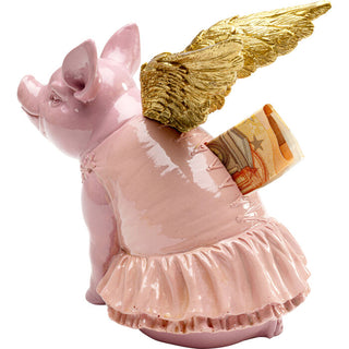 Money Box Flying Pig Pink 15cm KARE MIAMI
