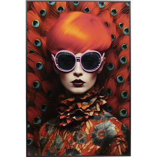 Framed Picture LED Fancy Red Lady 75x55cm KARE MIAMI