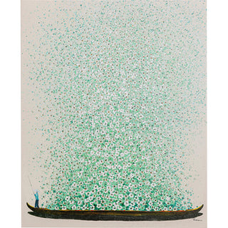 Canvas Picture Flower Boat Beige Green 40x50cm KARE MIAMI