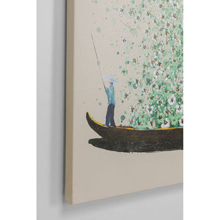 Canvas Picture Flower Boat Beige Green 40x50cm KARE MIAMI