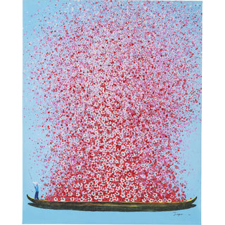 Canvas Picture Flower Boat Blue Pink 30x40cm KARE MIAMI